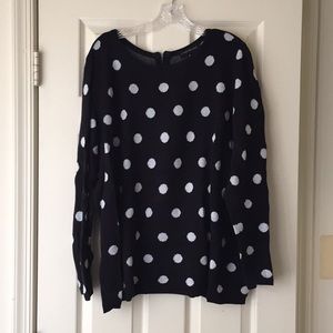Lane Bryant Black/Silver Polka Dot Zipper Sweater